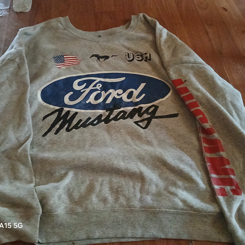 Hybrid Apparel Gray Ford Mustang Crewneck Sweater